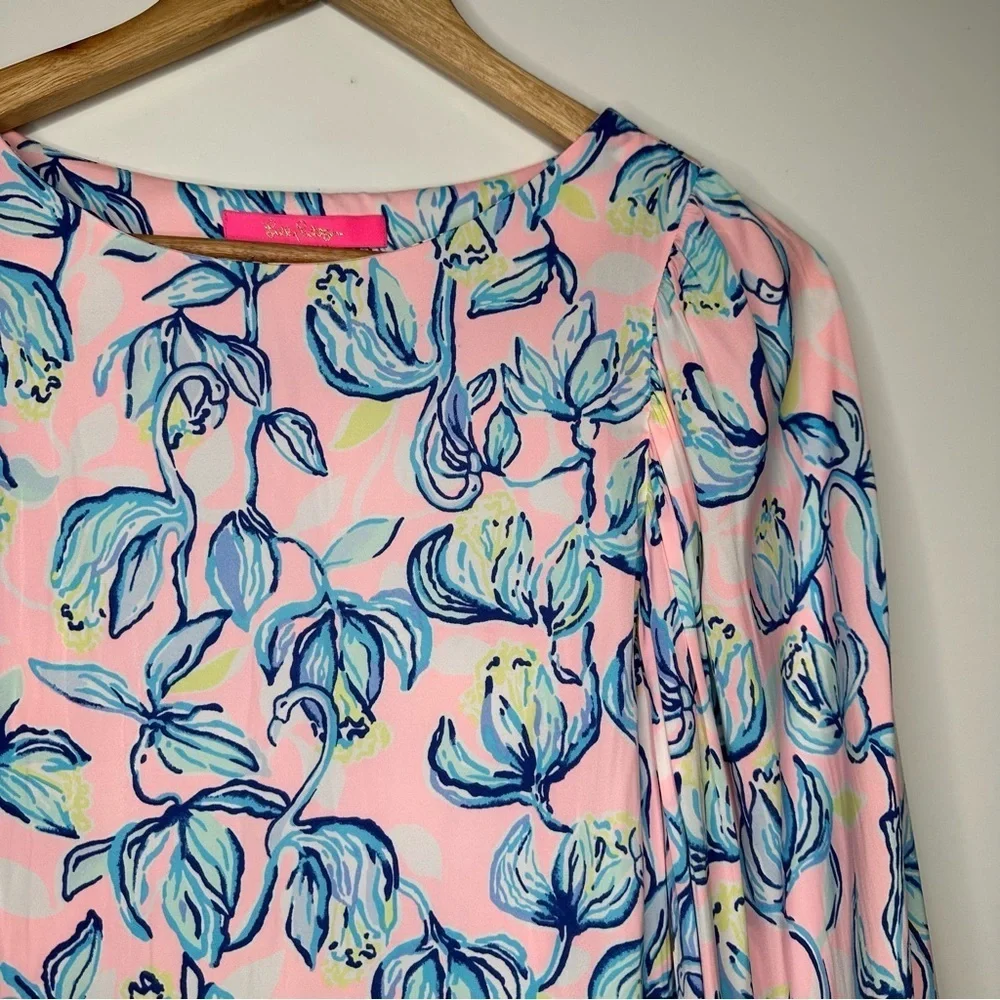 Lilly Pulitzer Maisel Blouse in Sweet Pea Pink Chasing The Sun Size Small